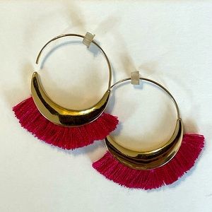 Loft: Hot Pink Fringe hoop earrings